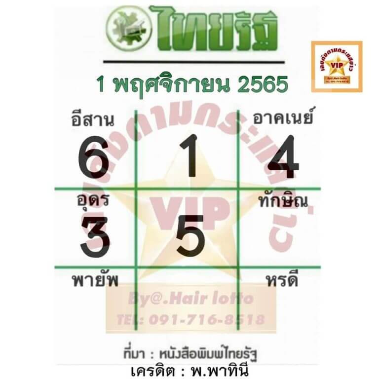 เลขเด็ด หวยไทยรัฐ 1-11-65