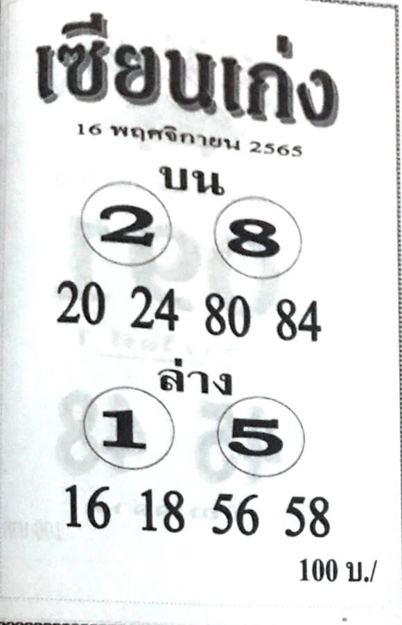 เลขเด็ด หวยเซียนเก่ง 16-11-65